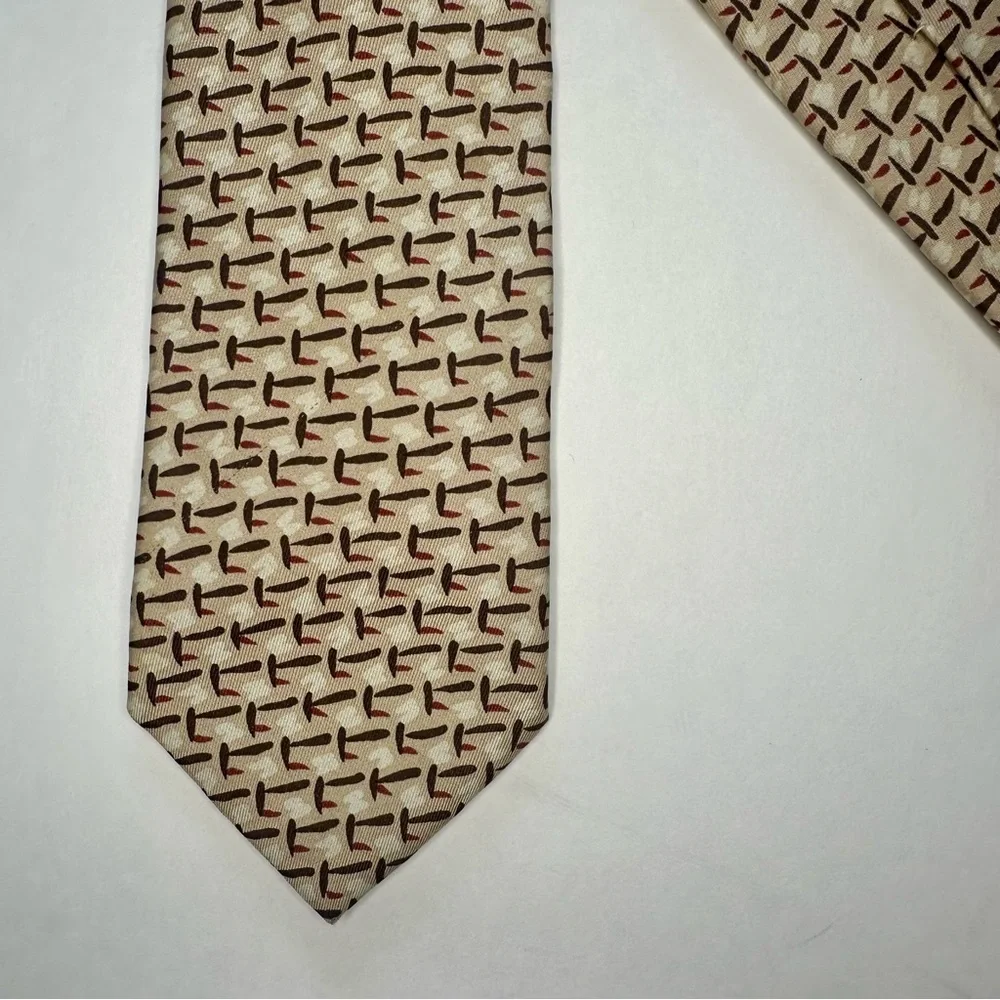 Geoffrey Beene Slim Silk Geometric Tie, Handmade Italy 3”